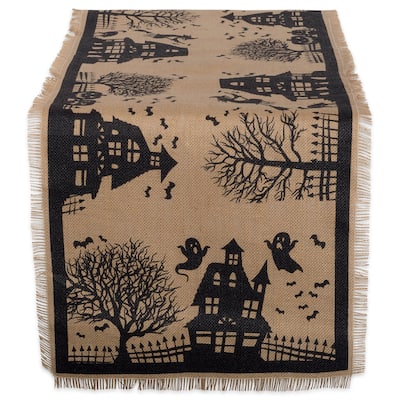 DII Haunted House Burlap Table Runner - Table Runner, 14x113"