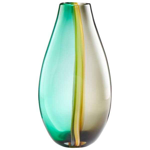 Cyan Design 09177 Quatrieme 9-1/4" Diameter Glass Vase - Green / Yellow