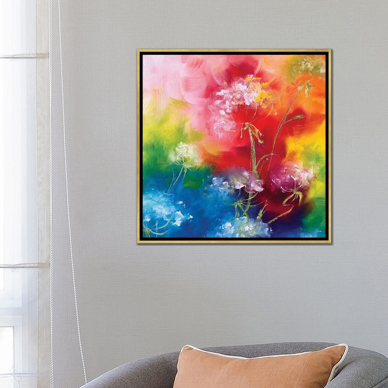 iCanvas "Rainbow Flower Swirl" by Marina Skromova Framed