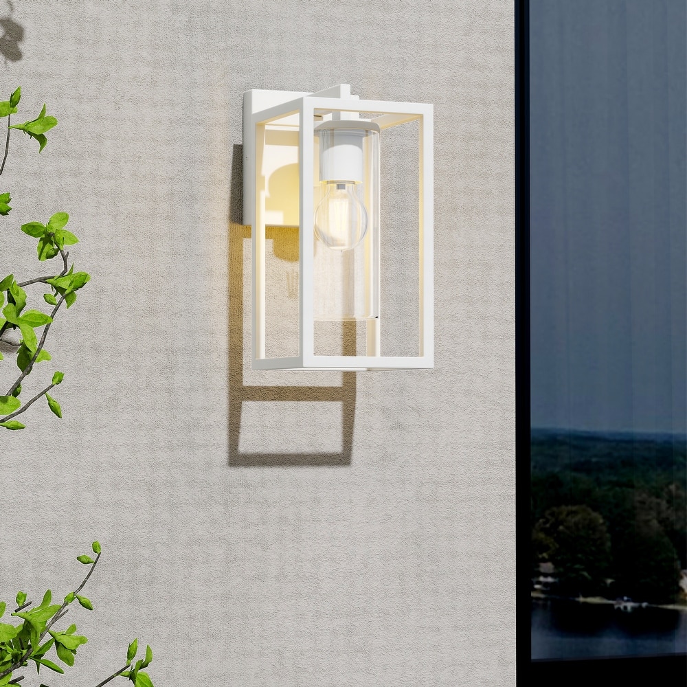 Metal 1-Light Clear Glass Outdoor Wall Sconce Light