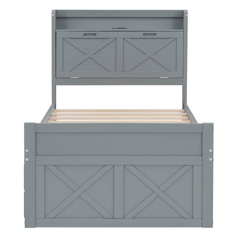 Extendable Bed with Trundle with Three Storage Drawers