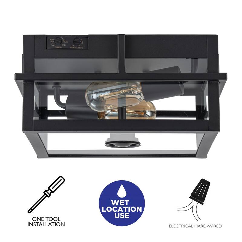 C Cattleya 2-Light Motion Sensor Outdoor Flush Mount Ceiling Light
