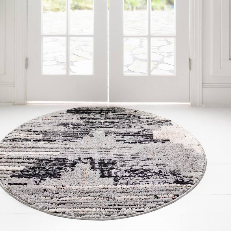 Contemporary Prudence Collection Area Rug - Fossil Gray - 4' Round