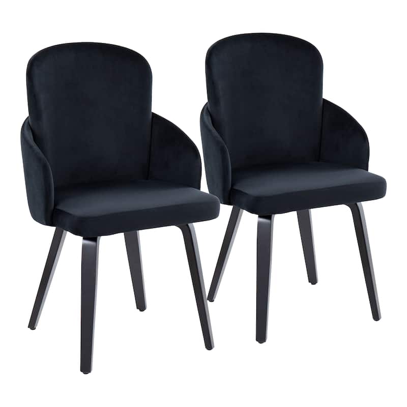 Silver Orchid Dahlia Dining Chair with Wood Legs (Set of 2)