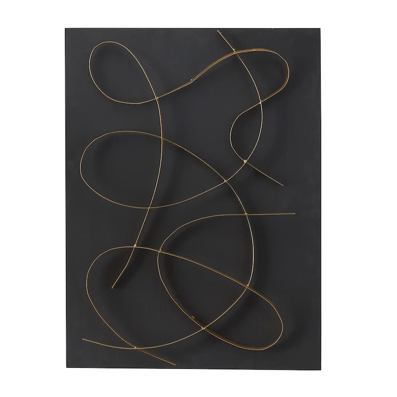 Metal Abstract Overlapping Lines Home Wall Decor with White or Black Backing - White or Black - CosmoLiving by Cosmopolitan - Black