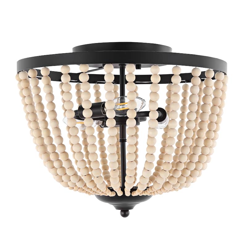 SAFAVIEH Lighting Dorlinde Flush Mount - 15" W x 15" D x 12" H - Black/Brown - 15Wx15Dx12H
