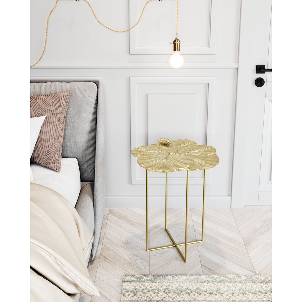 Lotus Side Table Gold - 16.7" W x 16.3" D x 21.3" H