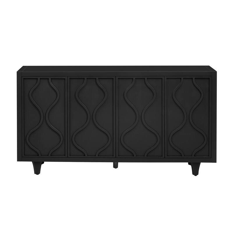 Stylish Storage Cabinet Sideboard Wooden Cabinet with Embossed Curved Doors,Suitable for Living Rooms, Entrance and Study Rooms