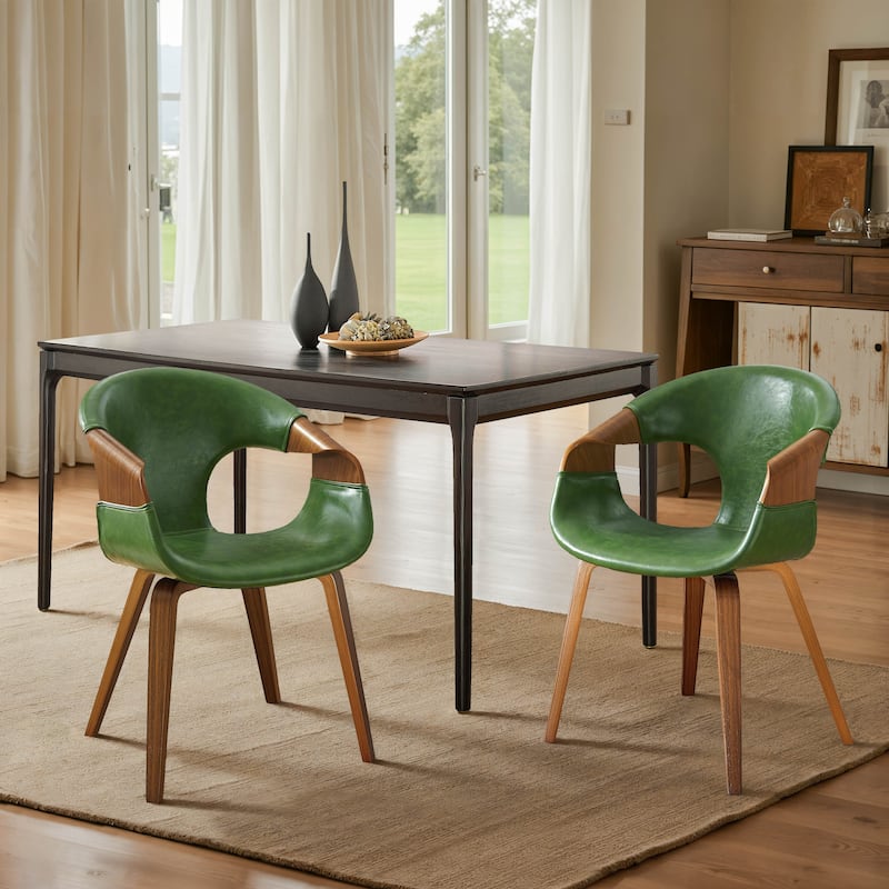 Art Leon Mid-century Modern Faux Leather Bentwood Dining Chair