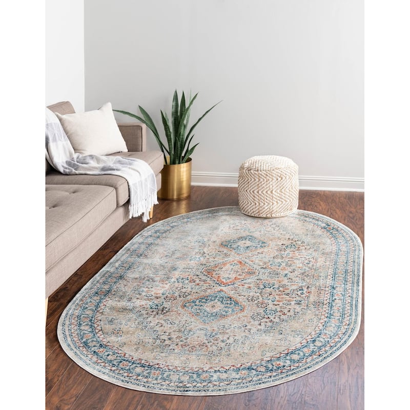 Traditional Haifa Collection Area Rug - Multi - 7'10"x10'2" Oval