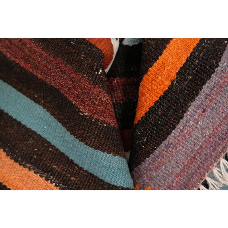 Hand Woven Oriental 100% Wool Carpet Southwestern Tribal Oranges & Rust Kilim Area Rug - 8' 2'' X 5' 10''