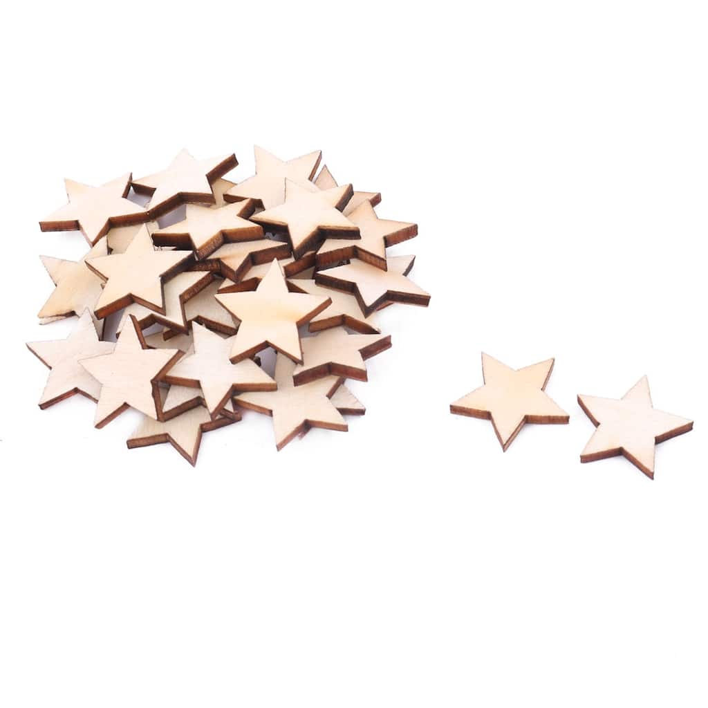 Wooden Star Shaped DIY Craft Accessories Ornaments Beige 20 x 20mm 30pcs - Beige,Coffee Color