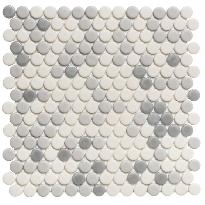 Eterna Penny 12x12 Glass Round Mosaic Tile - Floor, Wall, Backsplash