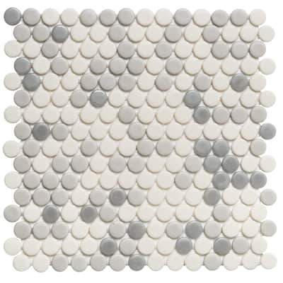 Eterna Penny 12x12 Glass Round Mosaic Tile - Floor, Wall, Backsplash