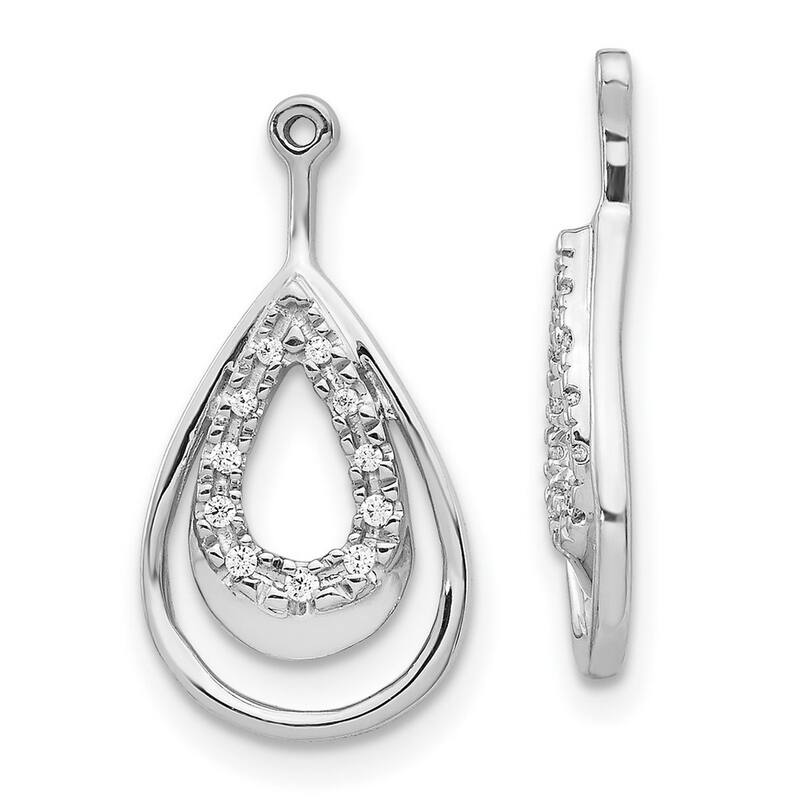 Curata 14k White Gold Diamond Earrings Jackets - 19x10mm Wide