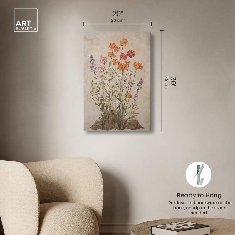 Sculpted Flora Frieze II Canvas by Art Remedy, Gallery Wrapped