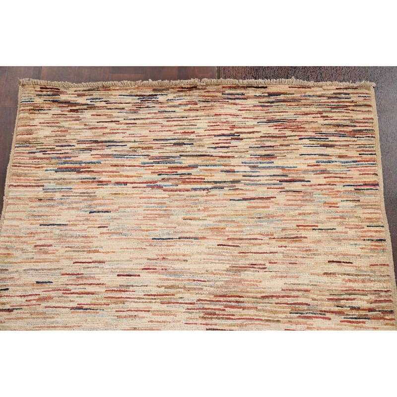 Contemporary Wool Gabbeh Kashkoli Oriental Area Rug Handmade Carpet - 2'9" x 4'0"