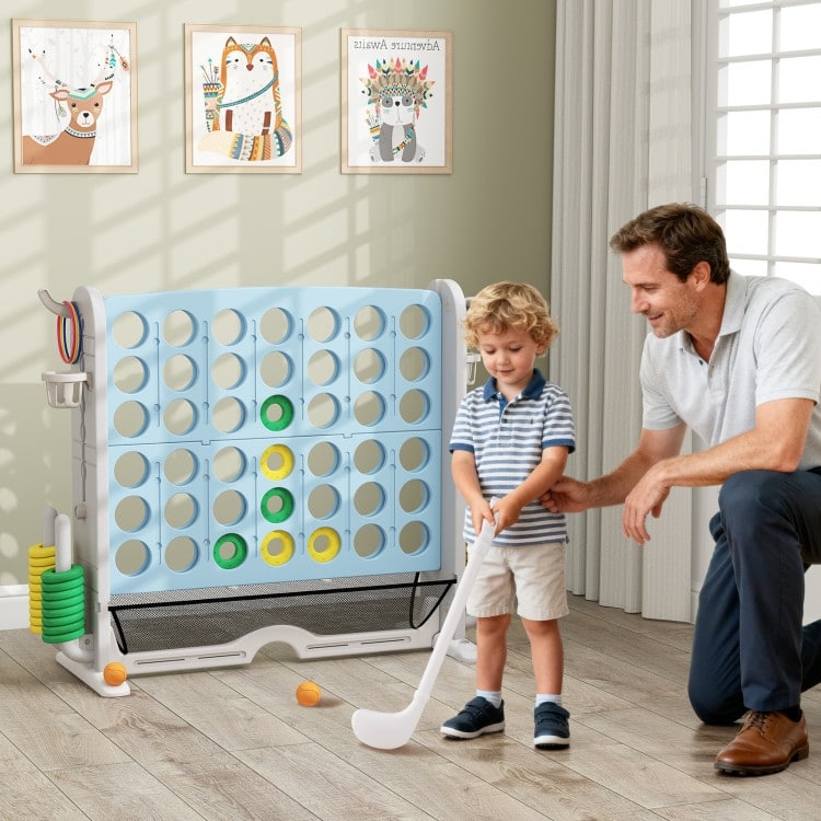 PE PP PVC 4-in-1 Jumbo Game Set with Adjustable Height and Cup Holders - 40.5" x 15.5" x 32.5"-38.5"