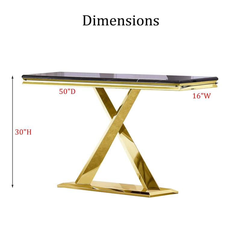 Sofa Entryway Table with X Base and High Gloss Top