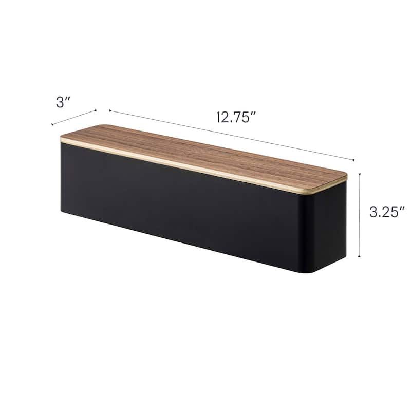 Yamazaki Home Utensil Case, Plastic and Wood, Lid - L 2.95 x W 12.87 x H 3.15 inches