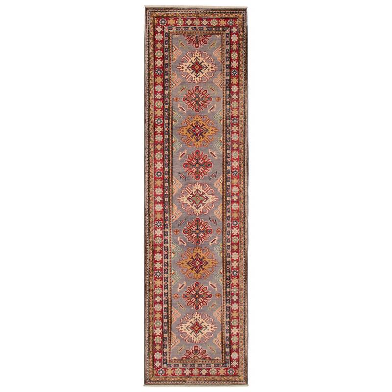 ECARPETGALLERY Hand-knotted Uzbek Ghazni Grey Wool Rug - 2'8 x 9'10 - Grey - 2'8 x 9'10