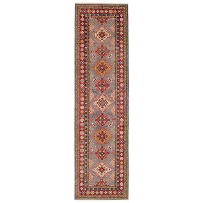 ECARPETGALLERY Hand-knotted Uzbek Ghazni Grey Wool Rug - 2'8 x 9'10