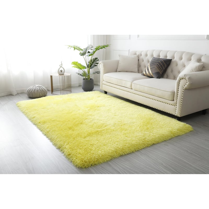 Manhattan Polyester Shag Area Rug - 8' X 10' - Yellow