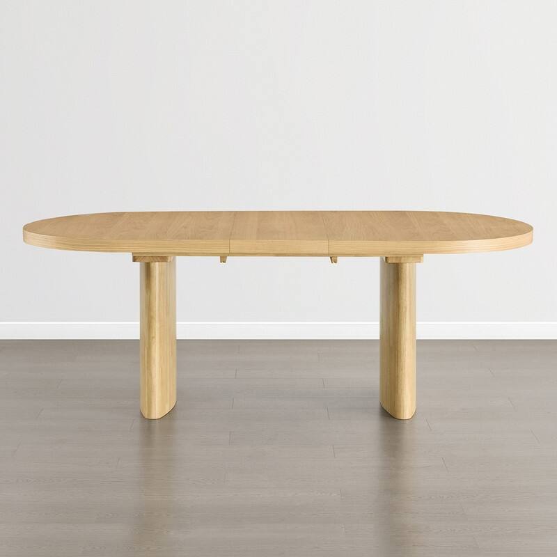 Spruce & Spring Modern 75" Extendable Oval Dining Table with Curved Base - Natural