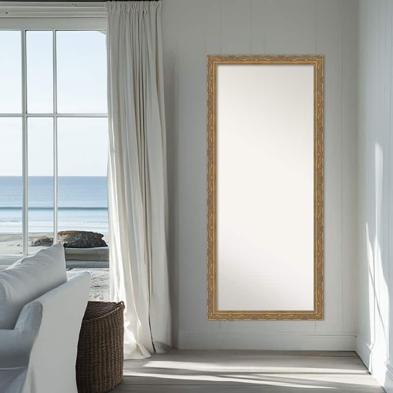 Filigree Non-Beveled Framed Full-Length Floor Leaner Mirror