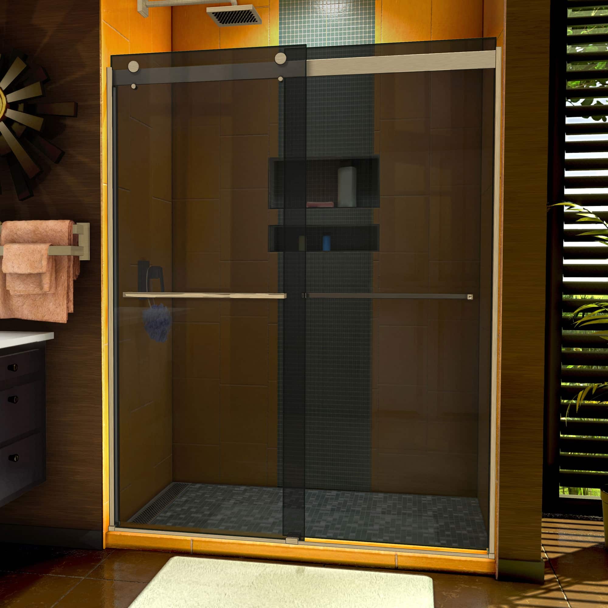 Option Brushed Nickel and Gray Glass