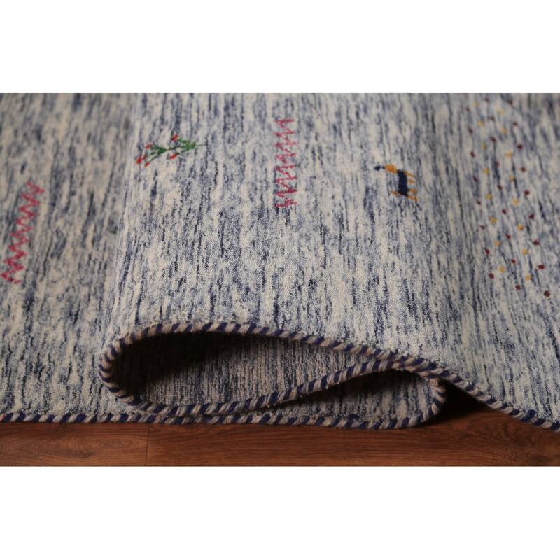 Tribal Striped Gabbeh Oriental Area Rug Hand-Knotted Wool Carpet - 7'10" x 9'7"