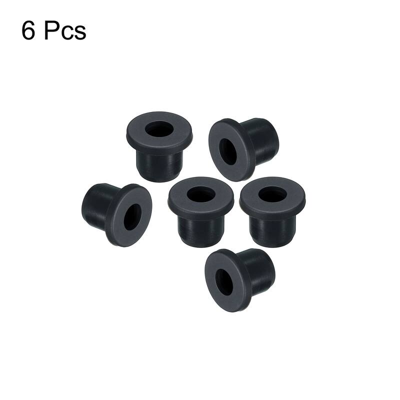 T Shape Rubber Grommet 0.55 Inch OD 0.24 Inch ID Seal for Cable Pack of 6 - Black