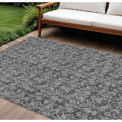 HomeRoots Floral Transitional Rectangle Outdoor Rug