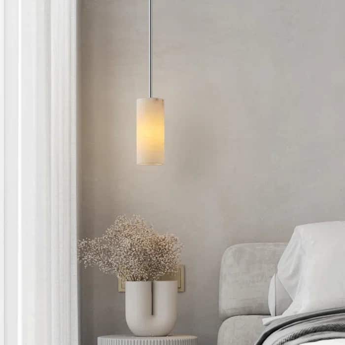 Dimmable LED Solid Brass Pendant Light with Spanish Alabaster Shade