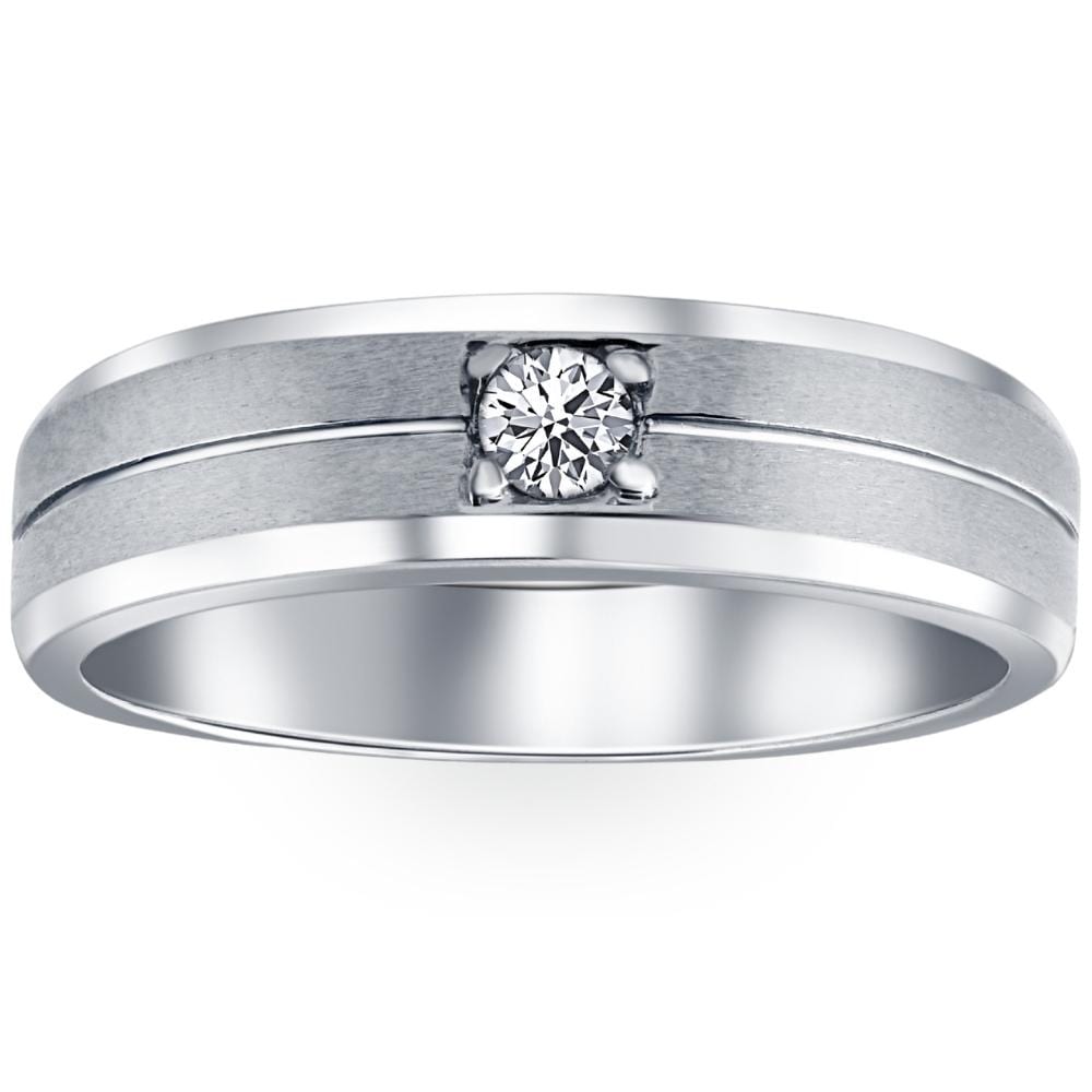 Bliss Diamond Diamond Brushed Men's Wedding Band in White, Yellow, or Rose Gold Lab Grown