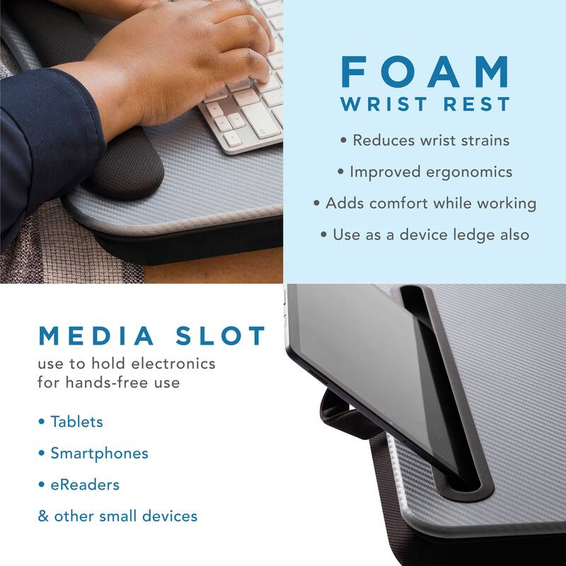 LapGear Memory Foam Pro Lap Desk with table holder and wrist rest
