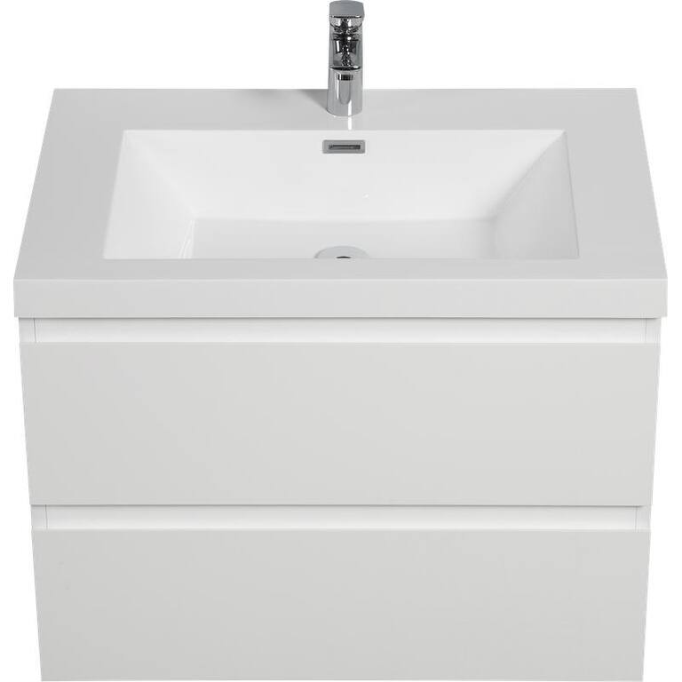 ABRUZZO 30" Floating Single Bathroom Vanity Wall-Mounted with Integrated Resin Top Basin 2 Soft Close Drawers Full Assembly