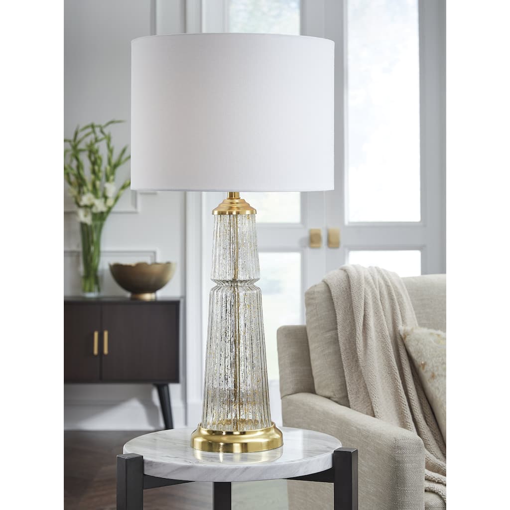 Signature Design by Ashley Bakersboro Clear/Gold Table Lamp - 16.63" W x 16.63" D x 33.75" H