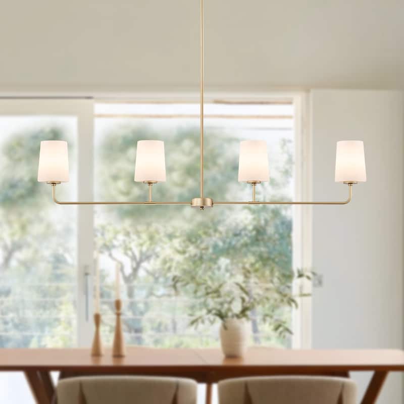 Starsky 4-Light Transitional Linear Pendant Light with Opal Glass Shades