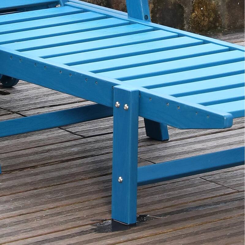 HDPE Chaise Lounge Chair Outdoor, Pool Lounge Chairs with 4-Position Adjustable Backrest, Supports Up to 400 LBS