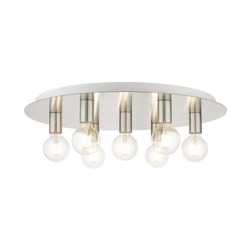 Livex Lighting 7-light Brushed Nickel Flush Mount, 45876-91 - 24" Dia x 3.625" H
