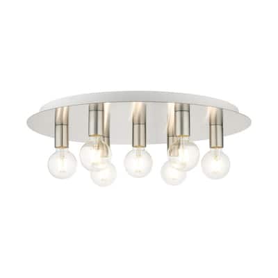 Livex Lighting 7-light Brushed Nickel Flush Mount, 45876-91 - 24" Dia x 3.625" H