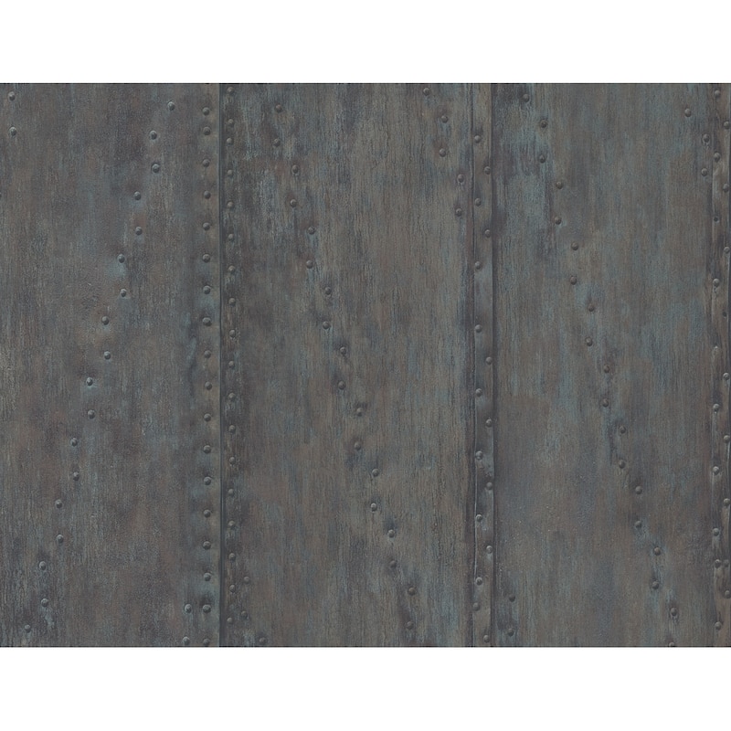 Seabrook Designs Faux Rusted Stud Panels Unpasted Wallpaper - 27 in. W x 27 ft. L - Slate