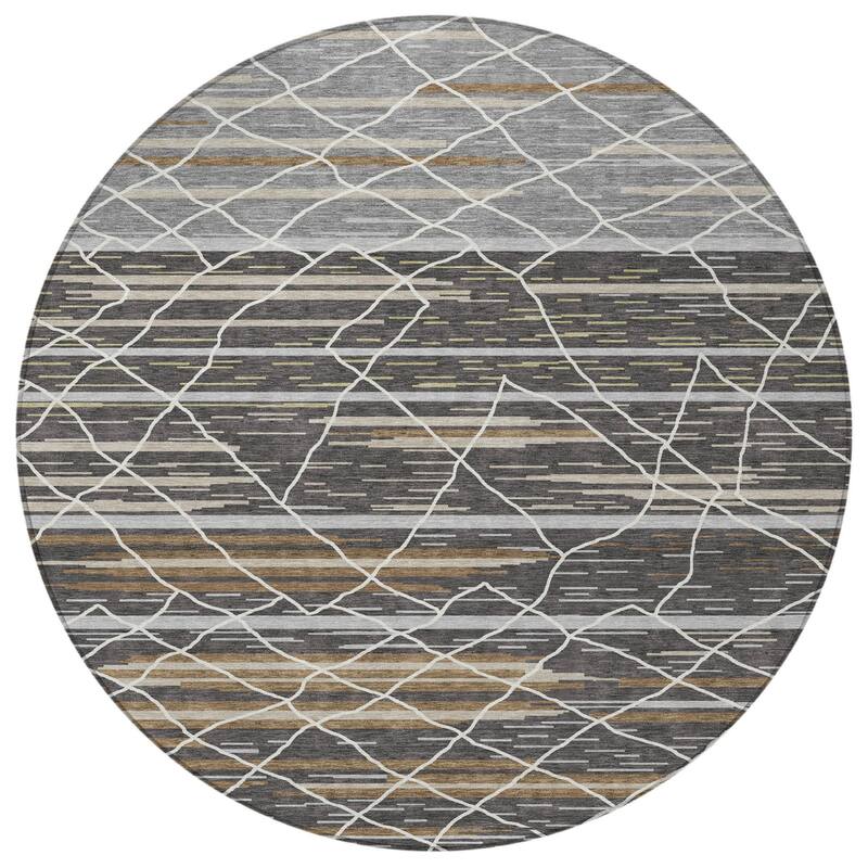 HomeRoots Striped Modern Rectangle Outdoor Rug