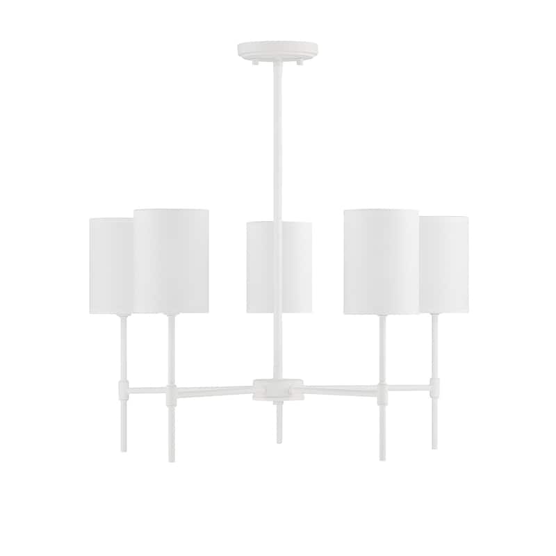 Meridian M10067 5 Light 25" Wide Drum Chandelier with a white drum