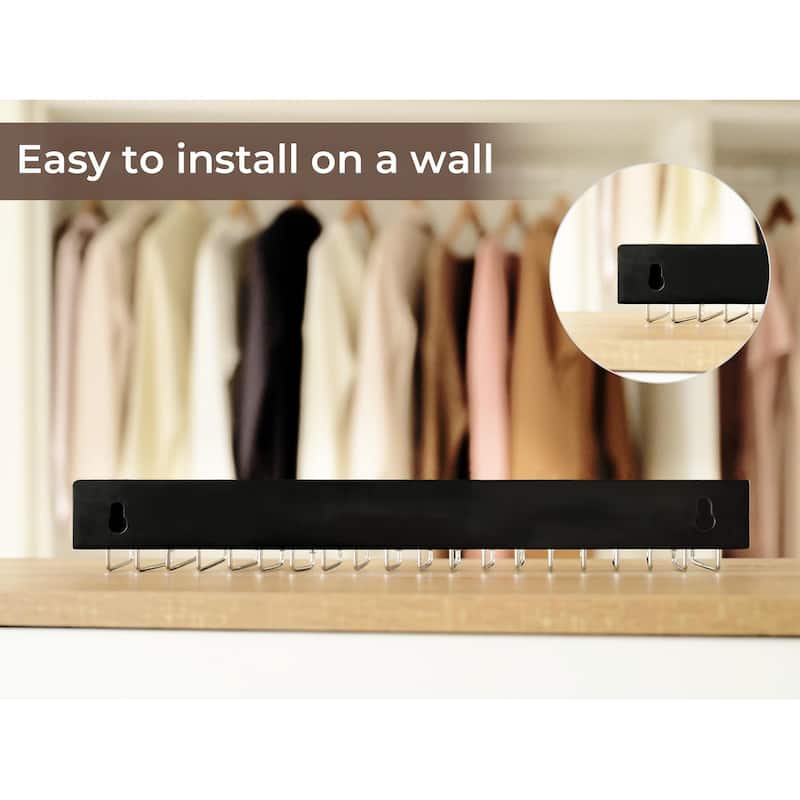 2-pack Wall-Mounted Wooden Hangers with 20 Hooks for Ties, Belts, Hats