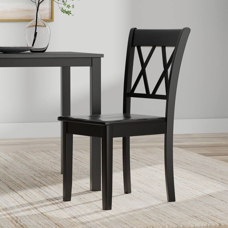 3-Piece Dining Set, 48" Rectangle Wood Table and Double X-Back Chairs
