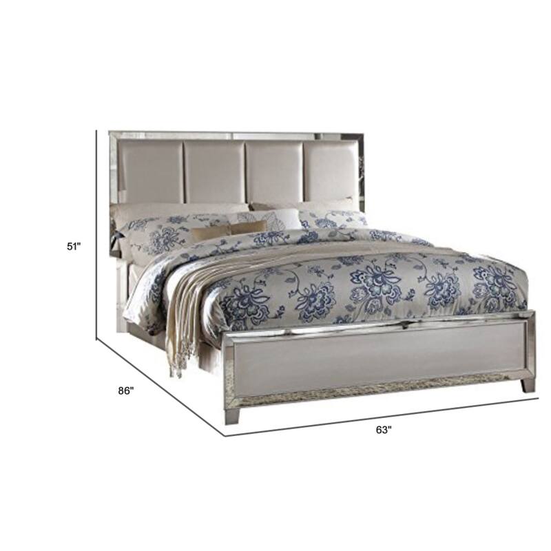 Contemporary Style Elegant Queen Size Bed with Padded Headboard, Gold