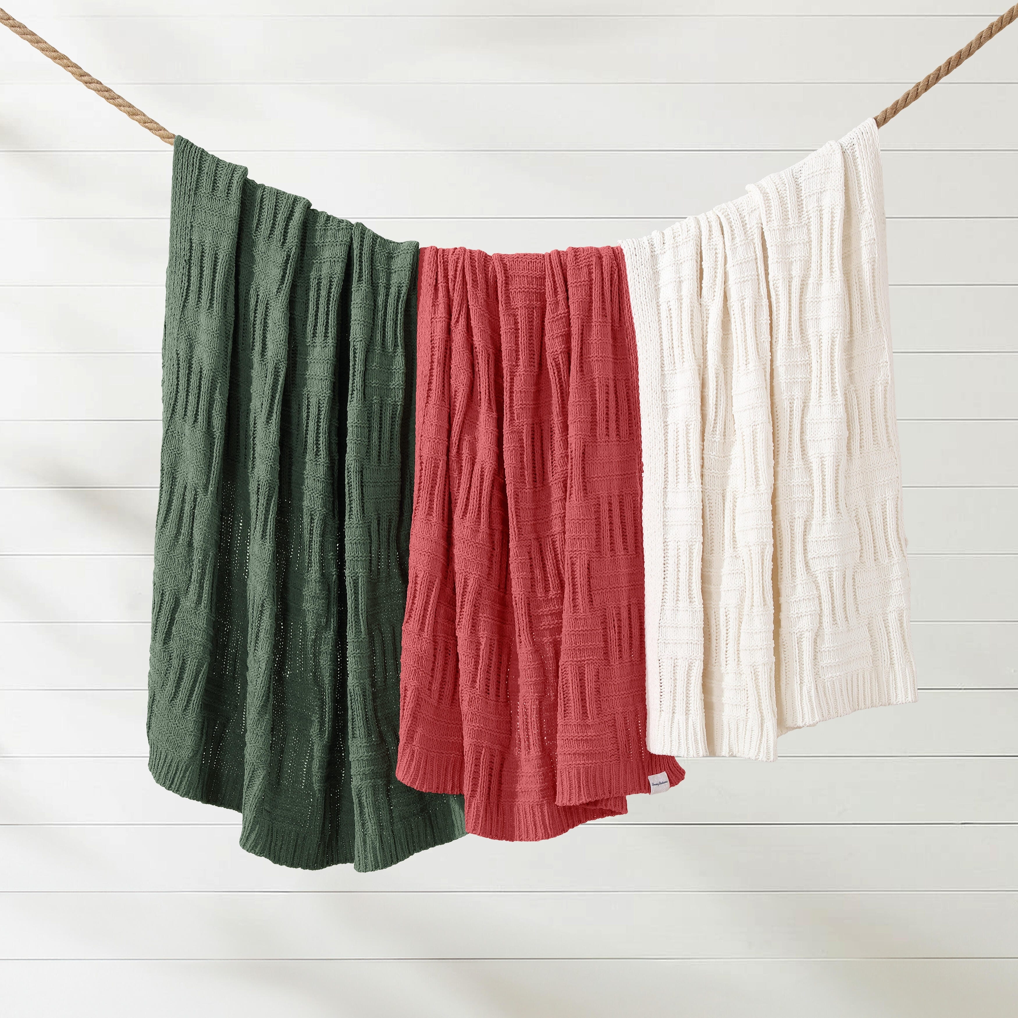 Tommy Bahama Chain Basket Solid Reversible Throw Blanket