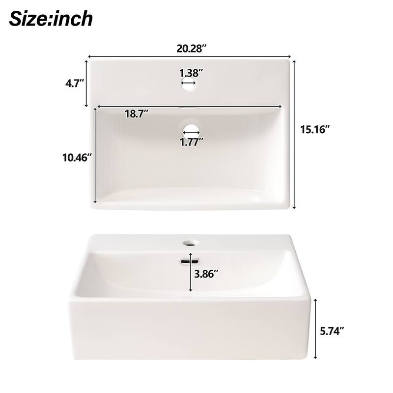 20.28" Black Modern Bathroom Vanity with Ceramic Sink, Solid Wood Frame, and Drawer - Ideal for Small Bathrooms.